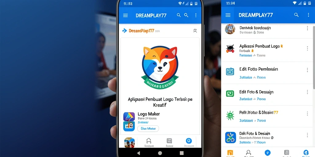 Tampilan antarmuka aplikasi DREAMPLAY77 untuk pembuatan logo yang sederhana dan intuitif.