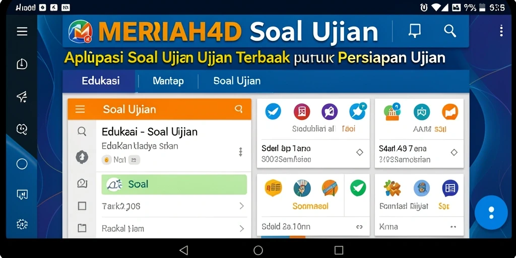 Antarmuka pengguna aplikasi Soal Ujian MERIAH4D yang modern dan interaktif.