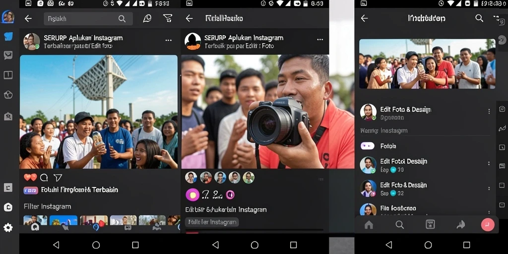 Tampilan antarmuka aplikasi Filter Instagram SERURP yang menarik dan user-friendly.