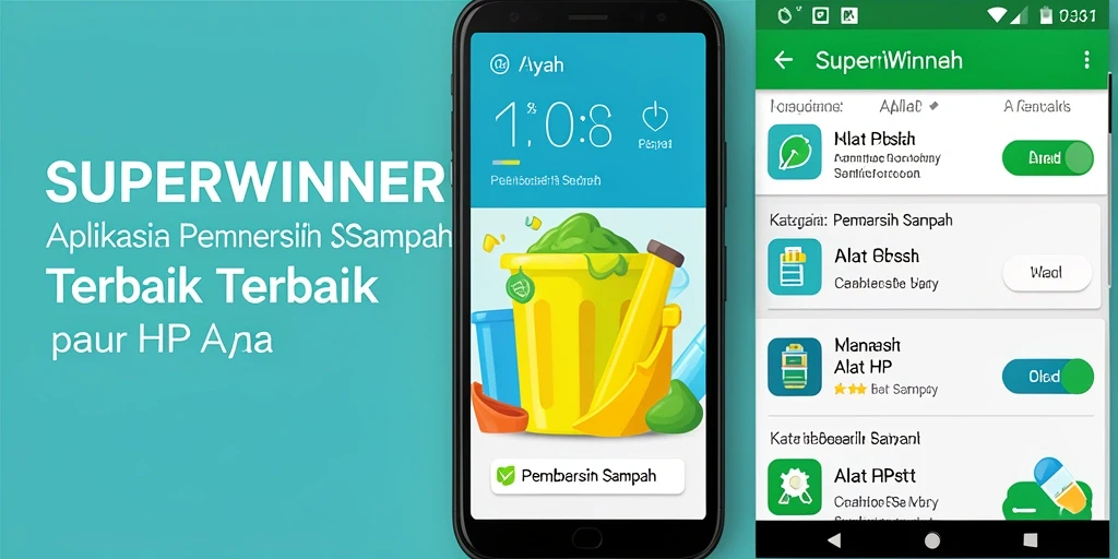 Tampilan antarmuka SUPERWINNER saat membersihkan sampah.