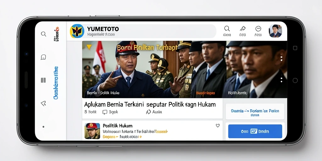 Tampilan antarmuka YUMETOTO menampilkan berita politik dan hukum yang terupdate.